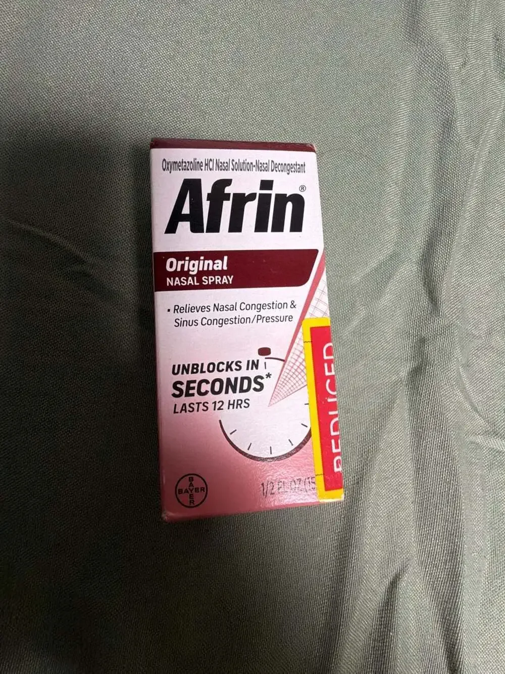 Afrin Original 12 Hour Nasal Congestion Relief Spray, 0.5 fl oz